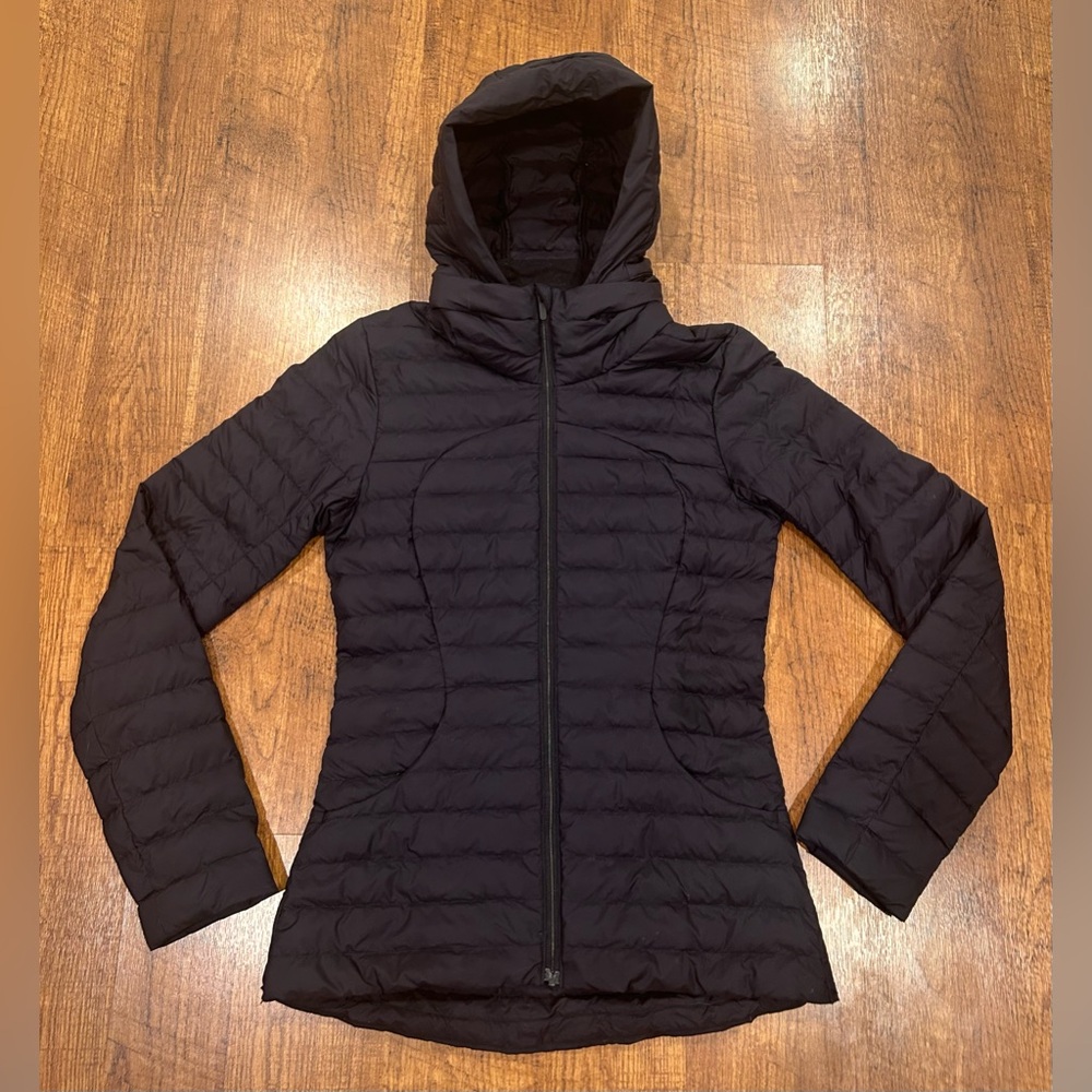 Lululemon Pack It Down Jacket Black Goose Packable Hooded 4 Glyde Waterproof